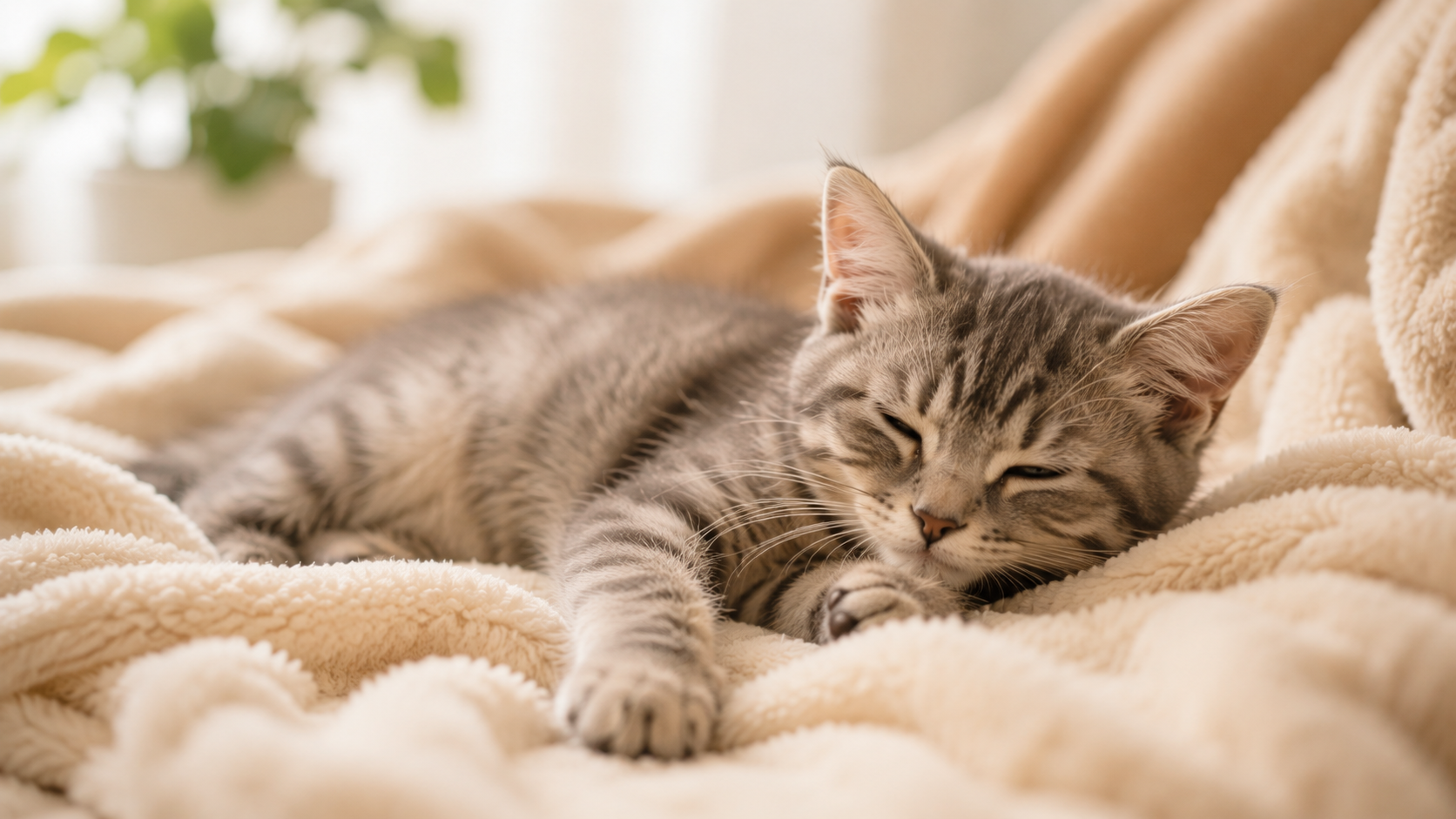 やわらかい場所でくつろぐ子猫・シニア猫