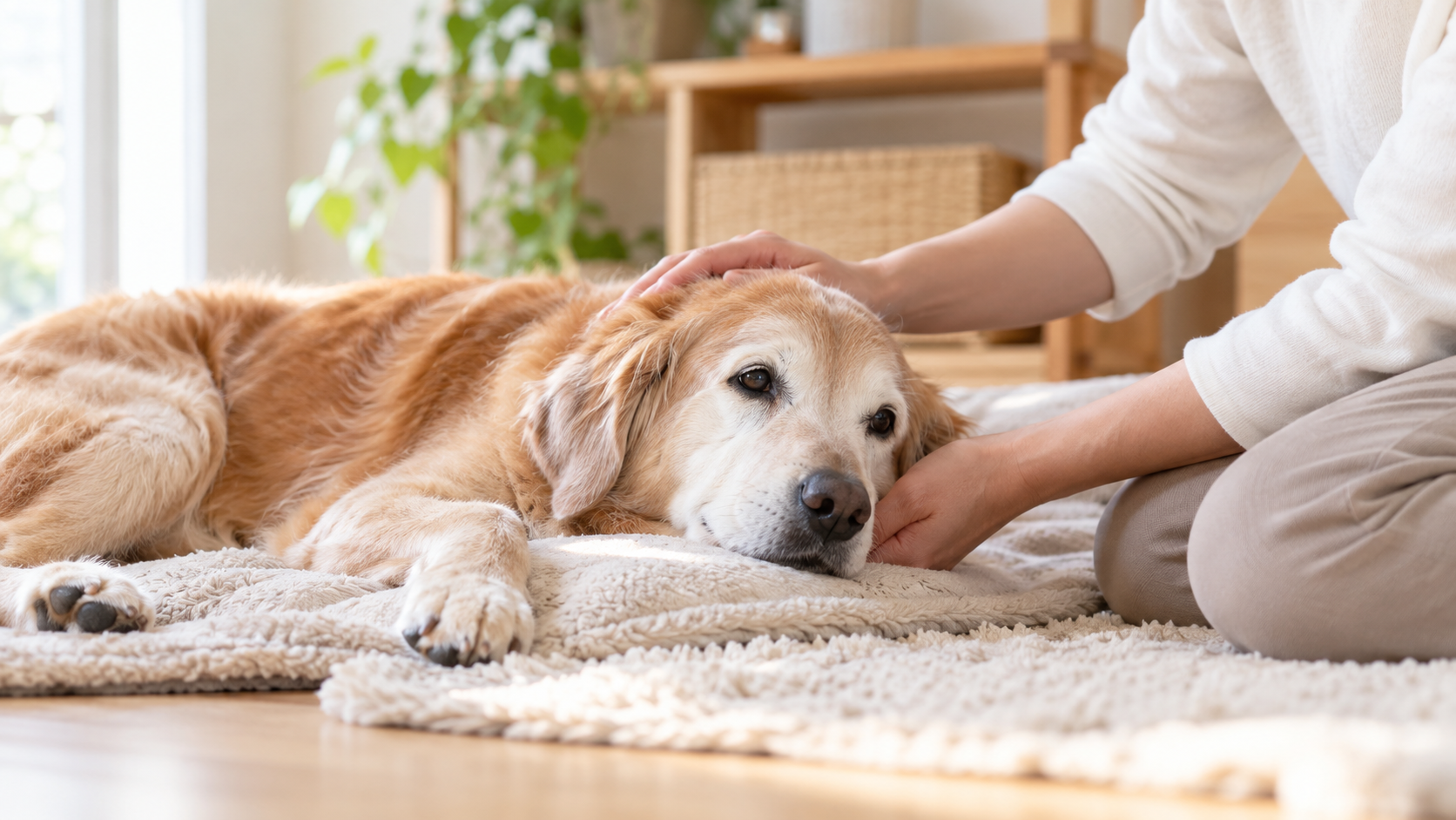 シニア犬の体調や様子を確認する飼い主